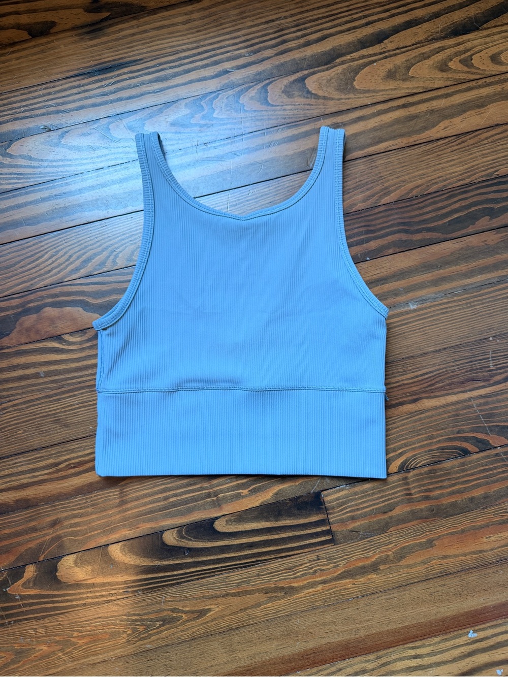 Ribbed Light Blue Cropped Tank Top/ Sports Bra